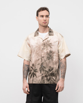 Palm Angels Бежева сорочка з коротким рукавом в принт Sunset Palms PMGG00AS25FAB002