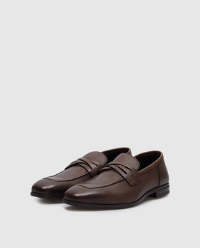 Stuart Weitzman Коричневые кожаные лоферы Simon SI223