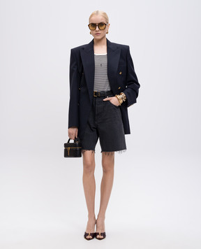 Saint Laurent Серые джинсовые шорты с бахромой 824078Y07YC