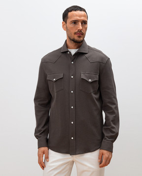 Brunello Cucinelli Коричневая рубашка с шелком MW8666666