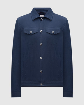 Brunello Cucinelli Синяя куртка из шерсти в стиле рубашки MM4506413