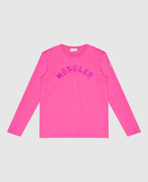 Moncler ENFANT Дитячий рожевий лонгслів з вишивкою логотипа 8D00003839071214