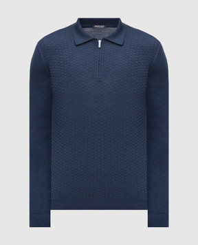 Bertolo Cashmere Синє поло з вовни та шовку 902473002514