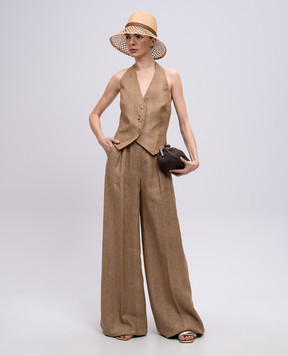 Max Mara Бежевый жилет SAURO из льна. SAURO