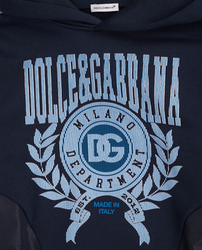 Dolce&Gabbana Детские синие худи с принтом логотипа L4JWMCG7PDQ812+