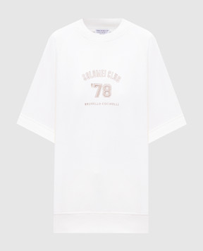 Brunello Cucinelli Бежева футболка з вишивкою MD869VE510