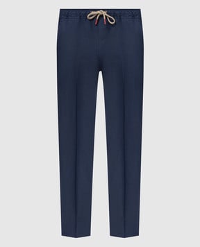 Kiton Синие брюки из льна UPSHORLK06S