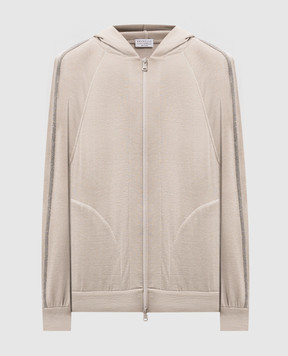Brunello Cucinelli Бежевая спортивная куртка с шелком с цепочкой мониль MD828SM606