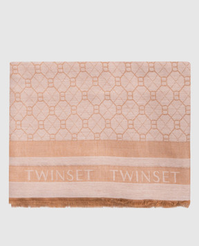 Twinset Бежевый платок с узором эмблемы 252TA4230