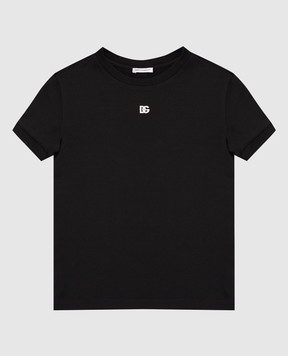 Dolce&Gabbana Дитяча чорна футболка з монограмою DG L5JTNJG7O3N