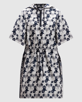 Christian Dior Синя сукня в принт з логотипом 217R40A2977
