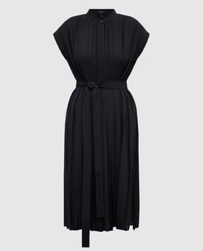 JOSEPH Черное платье миди с плиссированием JF008198