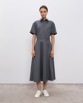 Brunello Cucinelli Серое платье миди из шерсти ME226A5416
