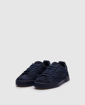 Dolce&Gabbana Синие замшевые кроссовки с логотипом DG CS2324A9T67