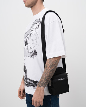 Off-White Чорна сумка через плече з принтом логотипа OMNQ082C99FAB001