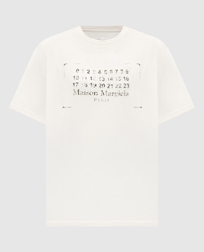 Maison Margiela Бежевая футболка с принтом логотипа S51GC0534S24575