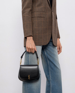 Saint Laurent Чорна шкіряна сумка-седл Voltaire з логотипом 844299AAFF9
