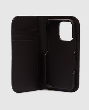 Bottega Veneta Коричневий шкіряний чохол-книжка Foglio для Iphone 16 Pro 838801V2HL0