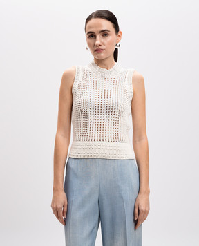 Ermanno Scervino Білий ажурний топ з кристалами D465L312CTVAW