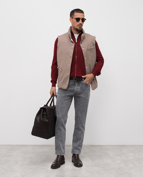 Brunello Cucinelli Бежевый пуховый жилет из шерсти MM4701775