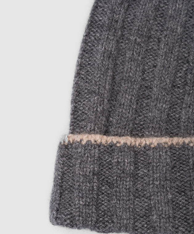 Brunello Cucinelli Сіра шапка з кашеміру в рубчик M2240900 зображення 4