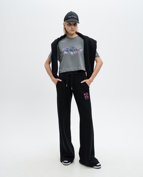 Off-White Серая футболка с принтом логотипа Flower Bookish OWAA090F24JER004