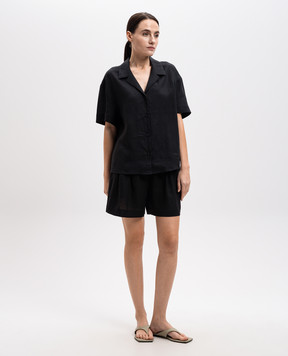 Asceno Черные шорты Zurich из льна B027F06C01