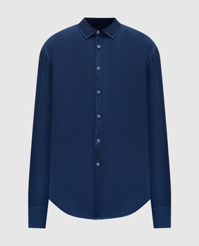 Canali Синяя рубашка из льна GM02128CSL7077