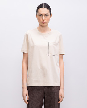 Brunello Cucinelli Бежева футболка з ланцюжком моніль M0T81HA800