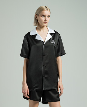 Balmain Чорна блуза з вишивкою монограми логотипа CH0HN089XI63