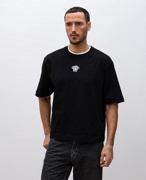 Versace Черная футболка с вышивкой эмблемы Medusa 10196631A14158