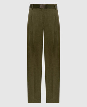 Max Mara Зеленые брюки SIAMESE из льна SIAMESE