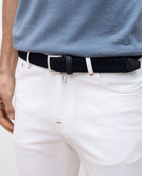 Kiton Синій ремінь з плетінням USC3127N01180