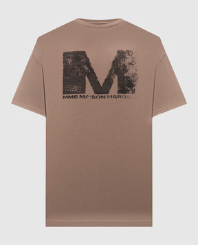Maison Margiela MM6 Коричнева футболка з принтом SH0GC0048S24312
