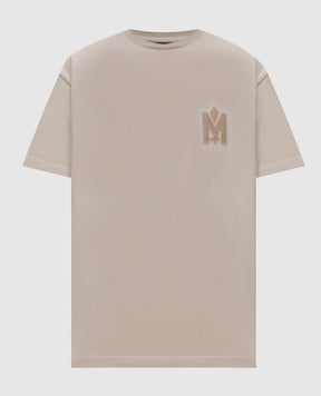 Mackage Бежева футболка з фактурним логотипом TEE