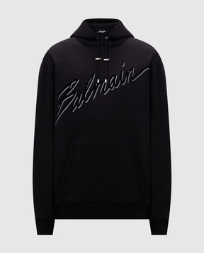 Balmain Черный худи Letter с логотипом EH1JT047BC86