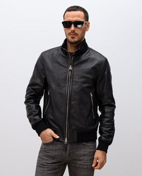 Tom Ford Коричнева шкіряна куртка з вовною LBB008LMG004S23