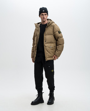 Stone Island Коричневый пуховик с логотипом 811540723