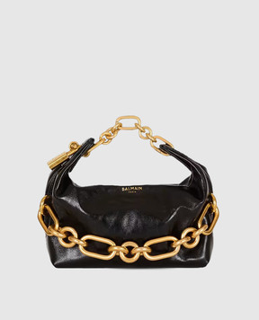 Balmain Чорна шкіряна глянцева сумка Sync FN1AD001LBFO