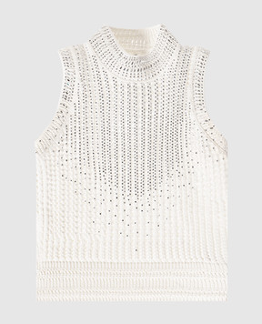 Ermanno Scervino Білий ажурний топ з кристалами D465L312CTVAW