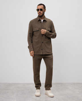 Loro Piana Брюки цвета хаки из кашемира FAO7049