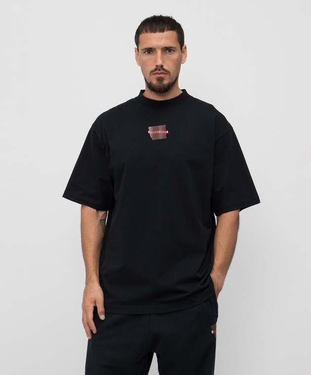 Balenciaga Черная футболка с логотипом 764235TSVG2 изображение 3