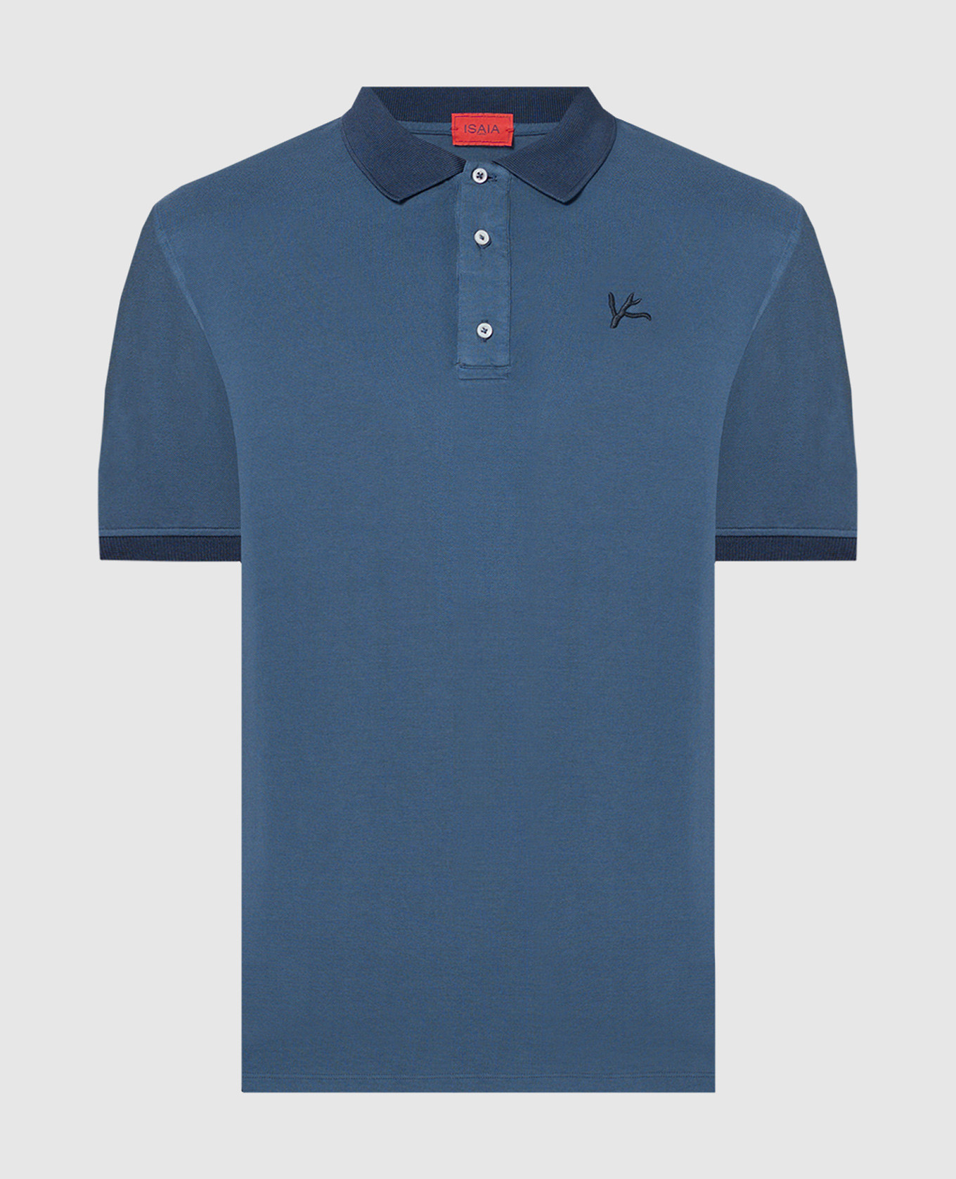 Blue polo with logo emblem embroidery