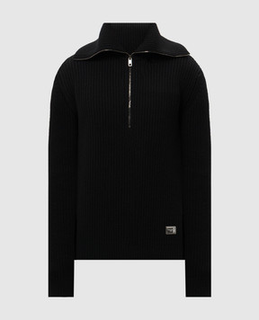Dolce&Gabbana Черный свитер из шерсти с пластиной логотипа GXW42TJCVWK