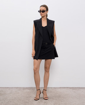 Max Mara Sportmax Черный двубортный жилет CIURMA из шерсти CIURMA