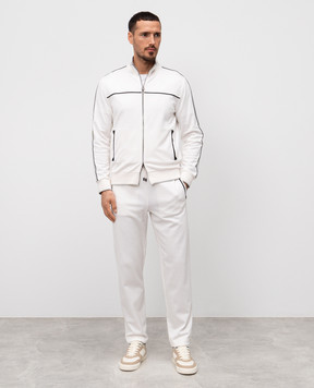 Stefano Ricci Белый спортивный костюм с шелком с вышивкой логотипа K818922R31K818922P3D