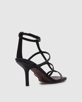 Brunello Cucinelli Черные кожаные босоножки с цепочкой мониль MZSKC2982