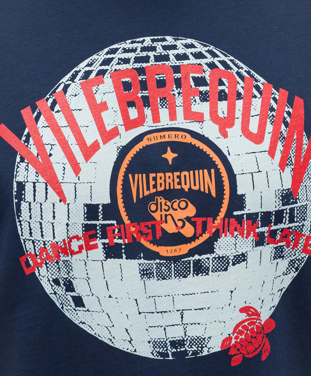 Vilebrequin Синяя футболка Disco Ball с принтом логотипа PTSC9025 изображение 5