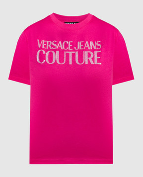 Versace Jeans Couture Розовая футболка с логотипом 76HAHG03CJ00G