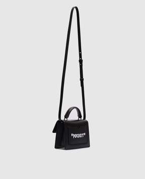 Off-White Черная кожаная сумка-мессенджер с принтом Jitney OWNP063C99LEA002